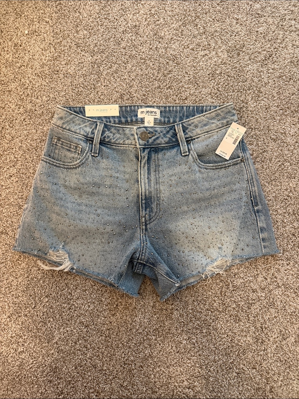 Maurices Light Blue Rhinestone Denim Cutoff Shorts